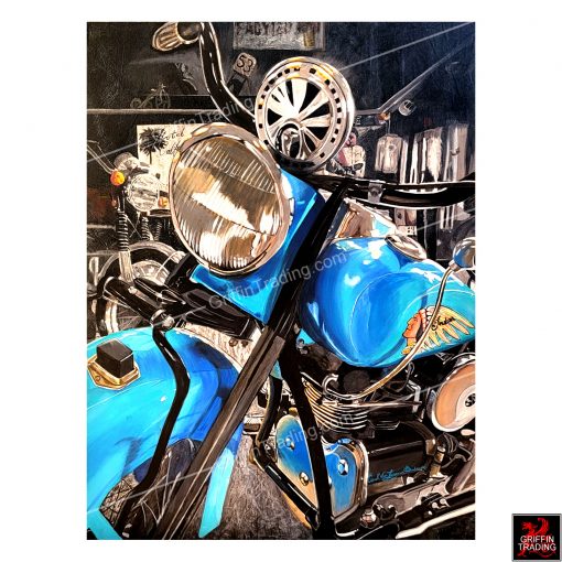 1939 Indian Motorcycle painting by artist Carol Grudowski.