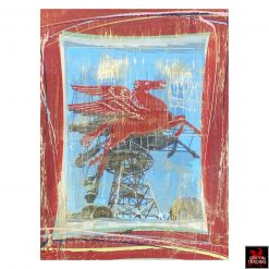 Dallas's iconic Red Horse Pegasus abstract painting.