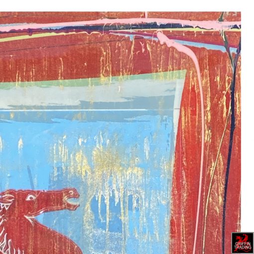 Dallas's iconic Red Horse Pegasus abstract painting.