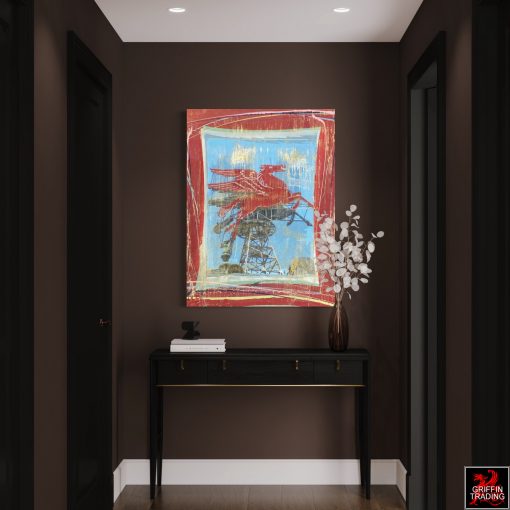 Dallas's iconic Red Horse Pegasus abstract painting.