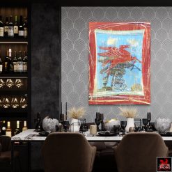 Dallas's iconic Red Horse Pegasus abstract painting.