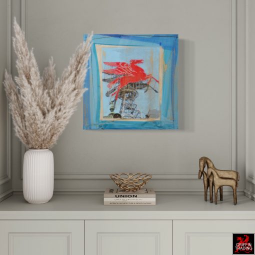 Pegasus abstract painting, Dallas's iconic Red Horse.