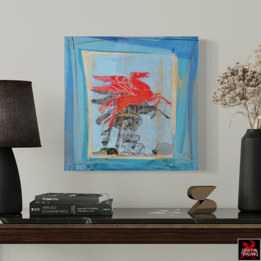 Pegasus abstract painting, Dallas's iconic Red Horse.