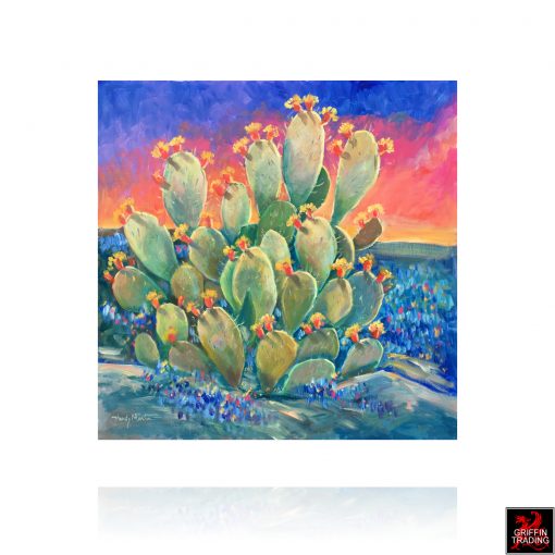 Hardy Martin Painting Sunset Cactus with Bluebonnets