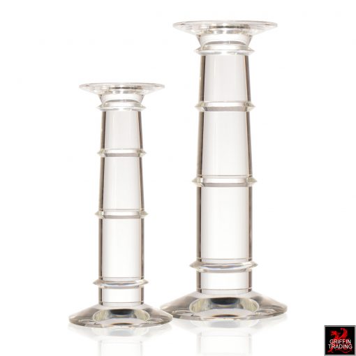 Pair of Clear Glass Candle Holders