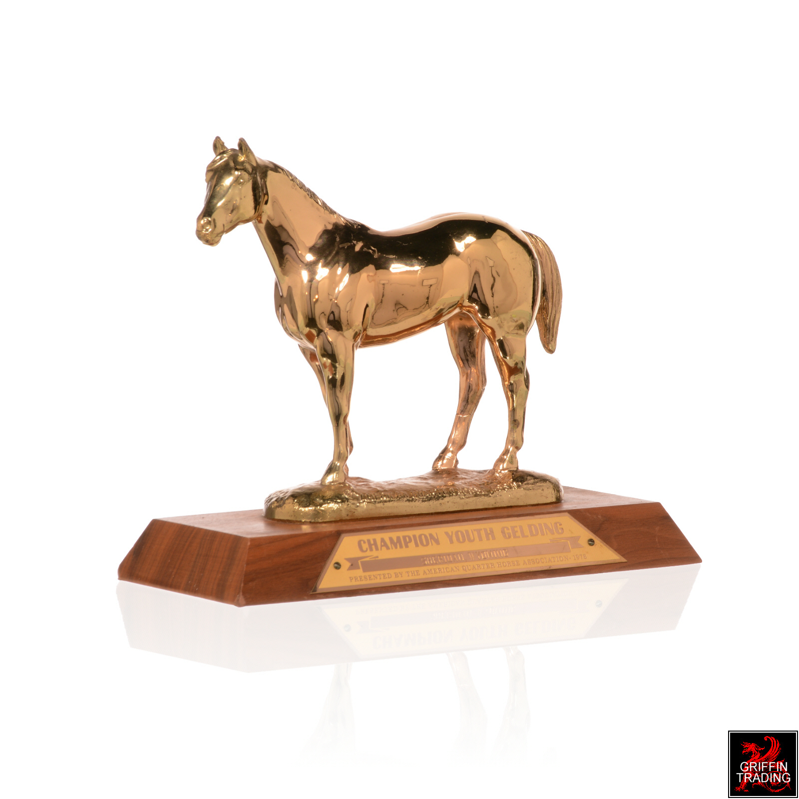 4" Draft Horse Trophy Figure Gold Stud Bottom  NEW 