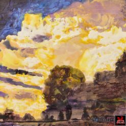Clouds Encaustic Landscape Painting by Helen Musser.