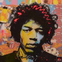 Jim Hudek Jimi Hendrix Experience original mixed media collage.