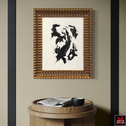 Obsidian Rift black and white abstract painting by Stephen Hansrote