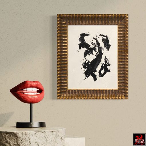 Obsidian Rift black and white abstract painting by Stephen Hansrote