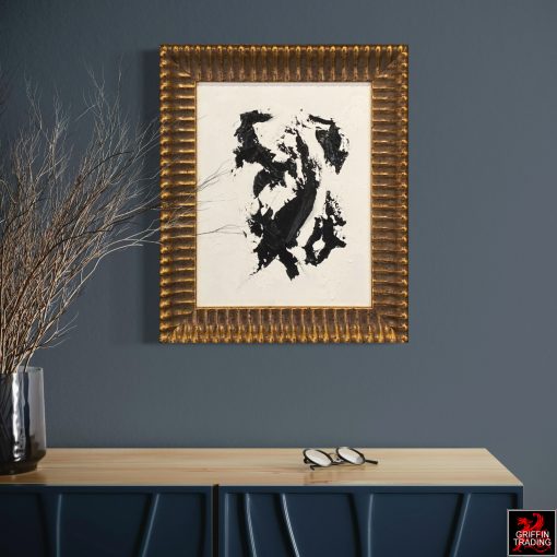 Obsidian Rift black and white abstract painting by Stephen Hansrote