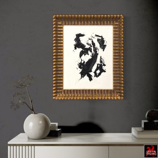 Obsidian Rift black and white abstract painting by Stephen Hansrote