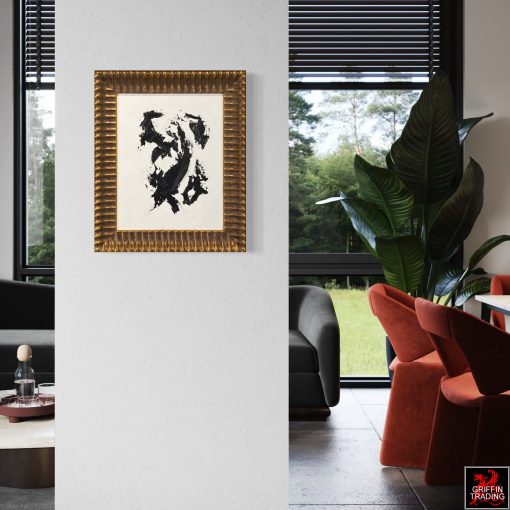 Obsidian Rift black and white abstract painting by Stephen Hansrote
