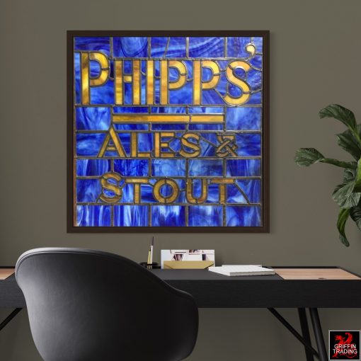Phipps Ales and Stout Sign Stain Glass Window
