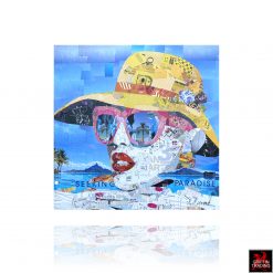 Seeking Paradise a signed original collage artwork.