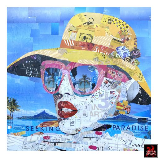 Seeking Paradise a signed original collage artwork.
