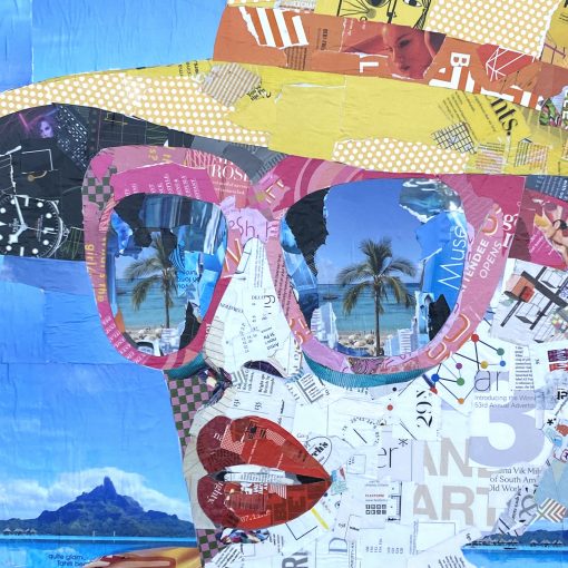 Seeking Paradise a signed original collage artwork.