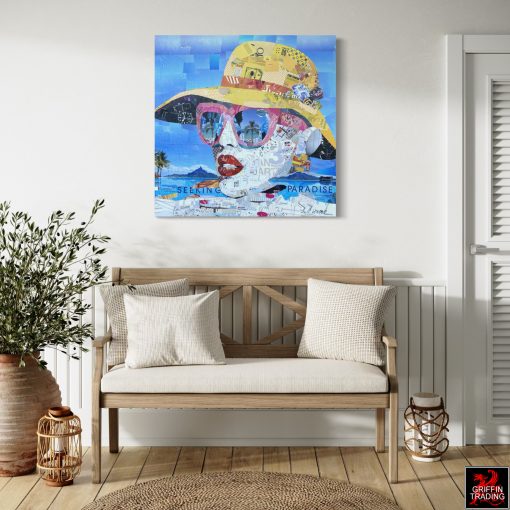 Seeking Paradise a signed original collage artwork.