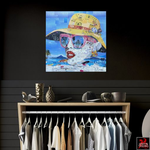 Seeking Paradise a signed original collage artwork.