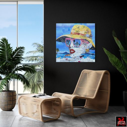 Seeking Paradise a signed original collage artwork.