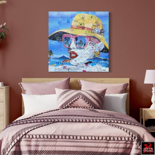 Seeking Paradise a signed original collage artwork.