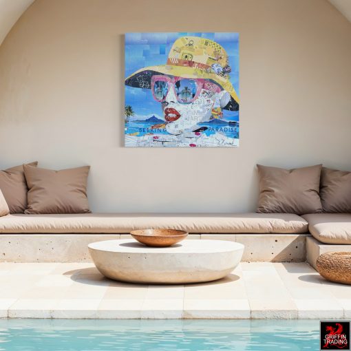 Seeking Paradise a signed original collage artwork.