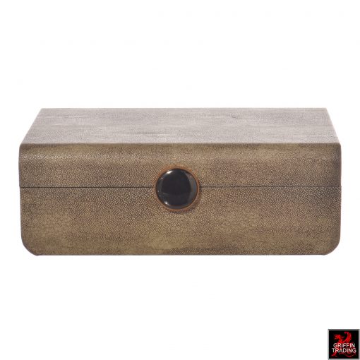 Faux Shagreen decorative box called the Lalique box by Uttermost.