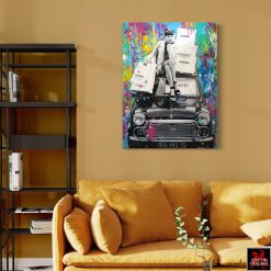 Shopping Therapy mixed media painting by Jim Hudek.