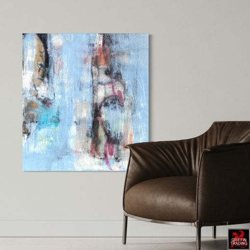 Blue abstract mixed media painting 9421 by Austin James