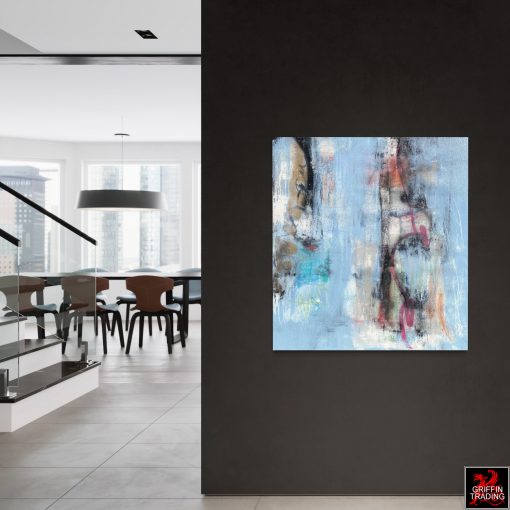 Blue abstract mixed media painting 9421 by Austin James