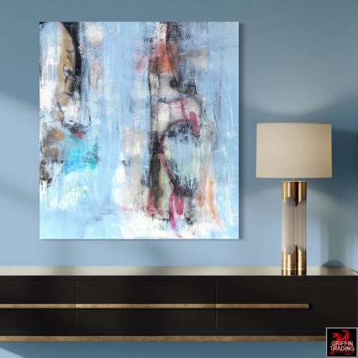 Blue abstract mixed media painting 9421 by Austin James