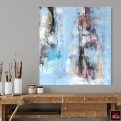 Blue abstract mixed media painting 9421 by Austin James