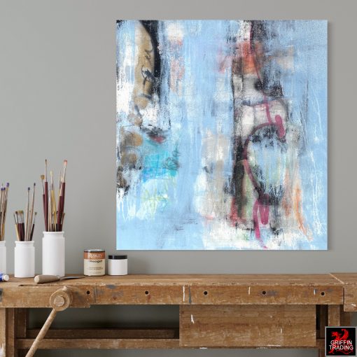 Blue abstract mixed media painting 9421 by Austin James