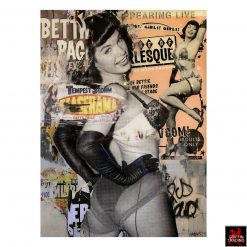 Bettie Page mixed media art by Jim Hudek.