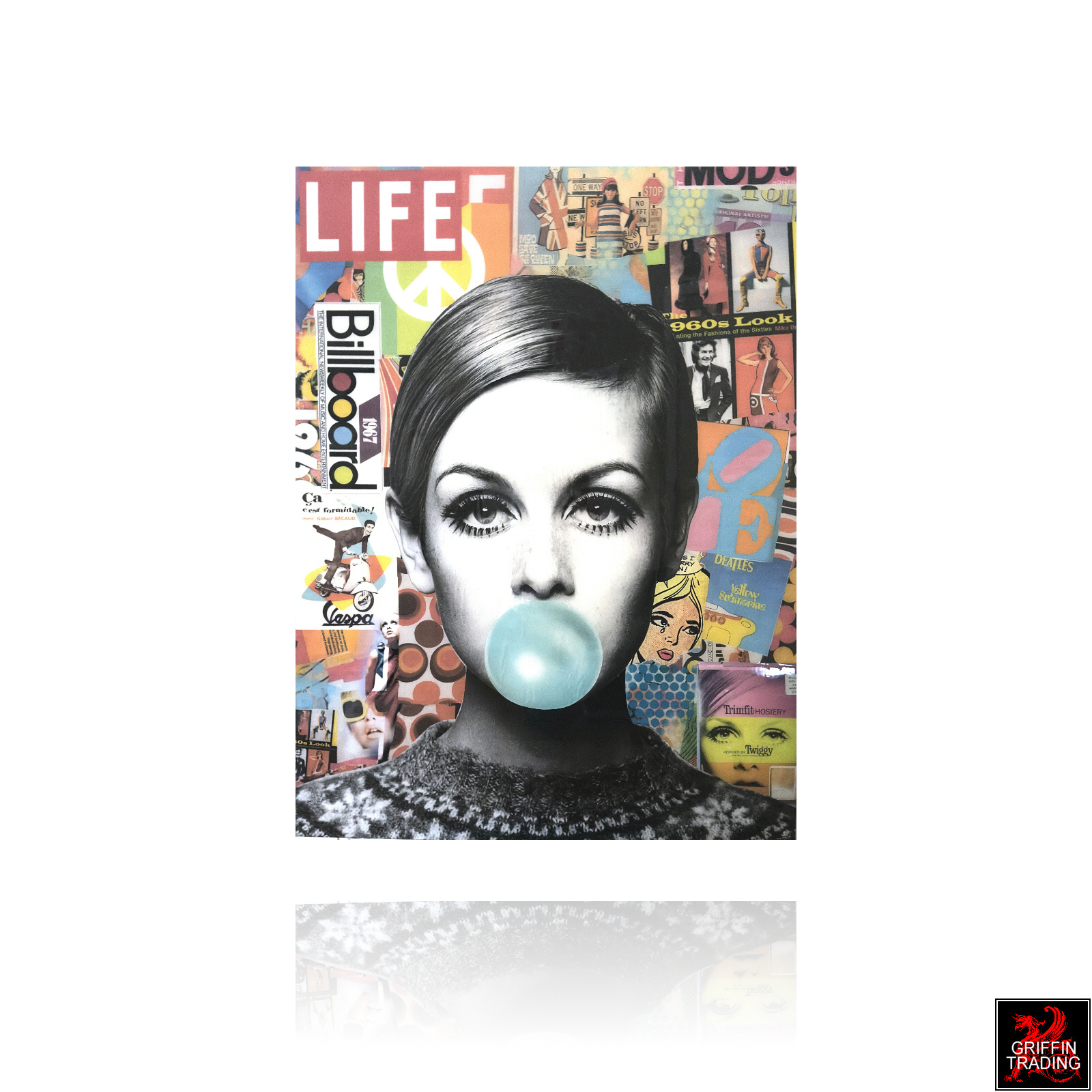 Bubble Gum Twiggy an original 1960's inspired Pop Art artwork.