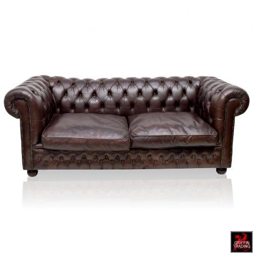 English Vintage Leather Chesterfield Sofa