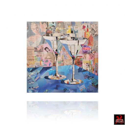 Date Night Collage Art with cocktails by Jim Hudek