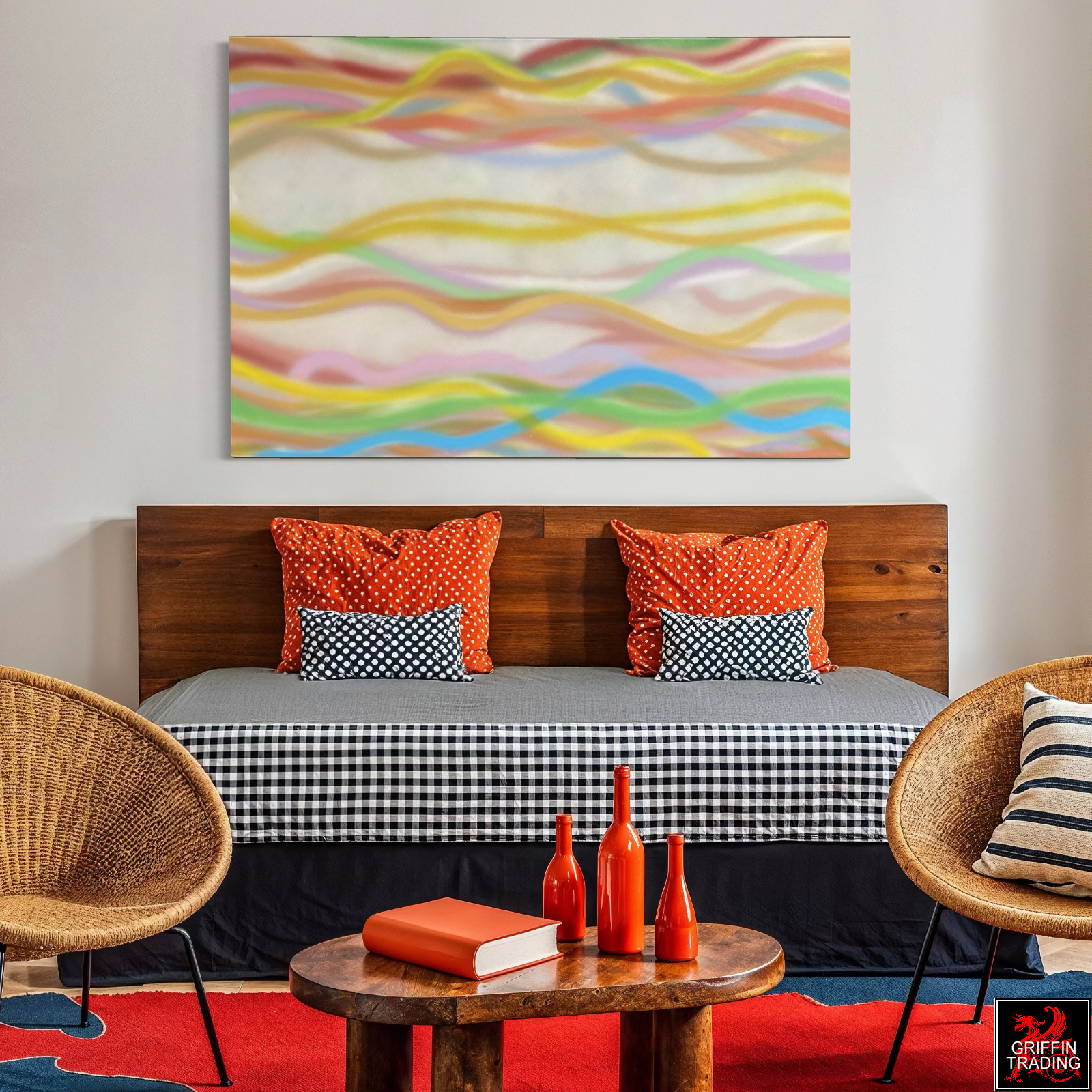 David Tammanys mid century abstract painting titled Polka Dots and Moonbeams.