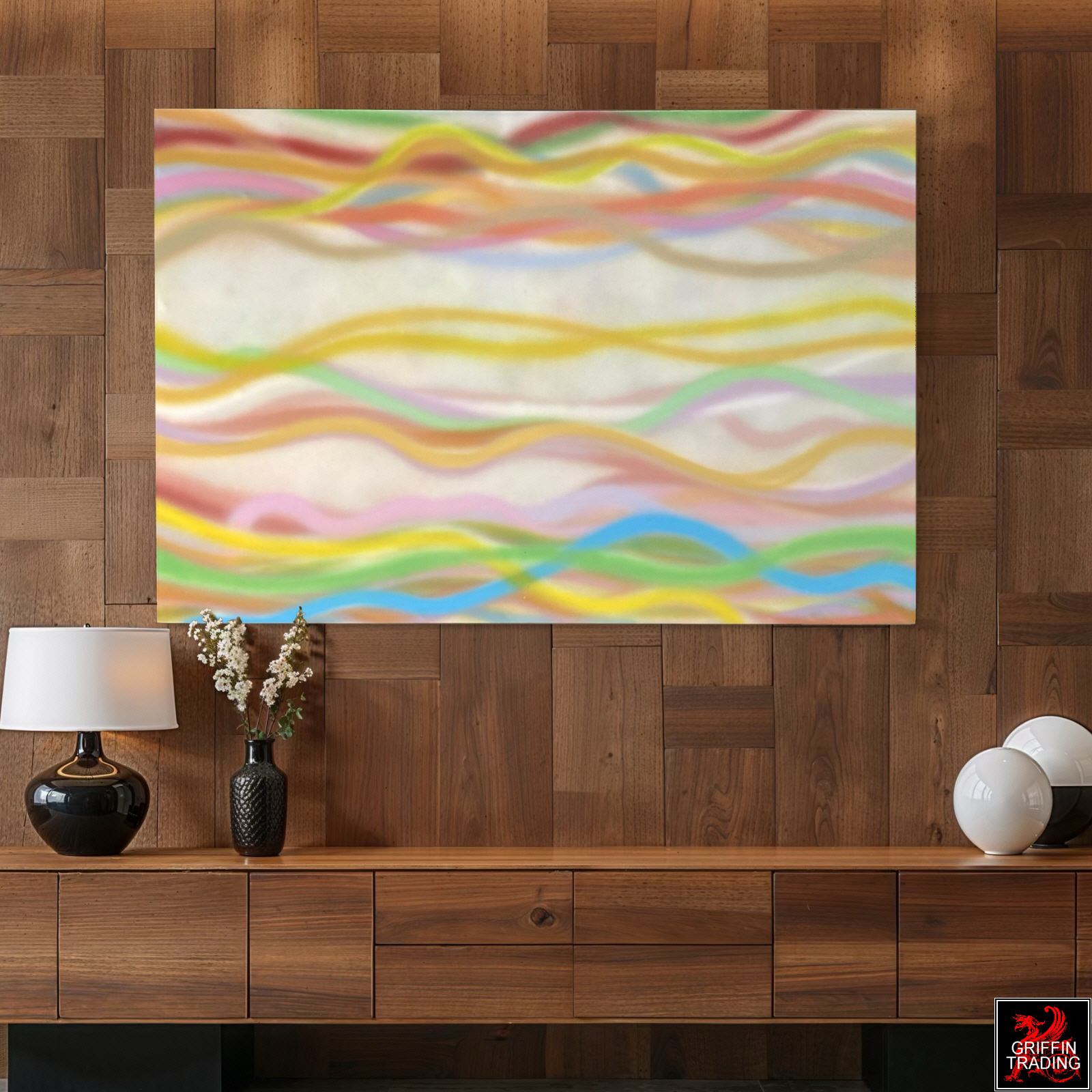 David Tammanys mid century abstract painting titled Polka Dots and Moonbeams.