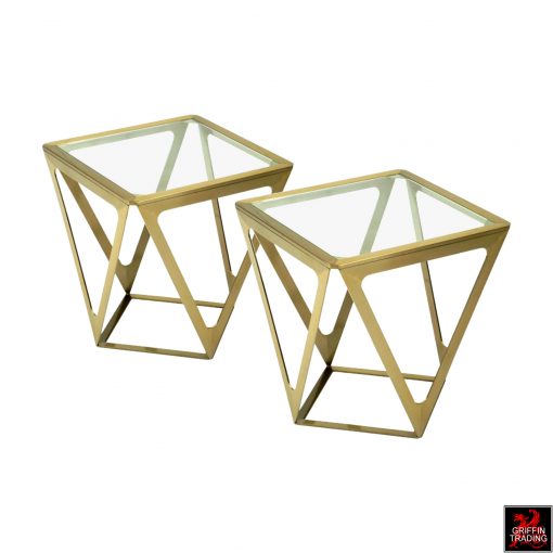 Pair of geometric side tables.