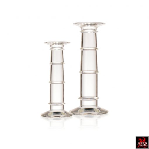 Pair of Clear Glass Candle Holders