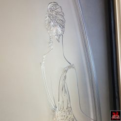 Etched glass panels from a women's boutique.