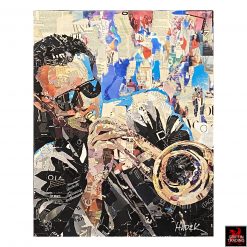 Miles Davis by Jim Hudek, signed original collage artwork.