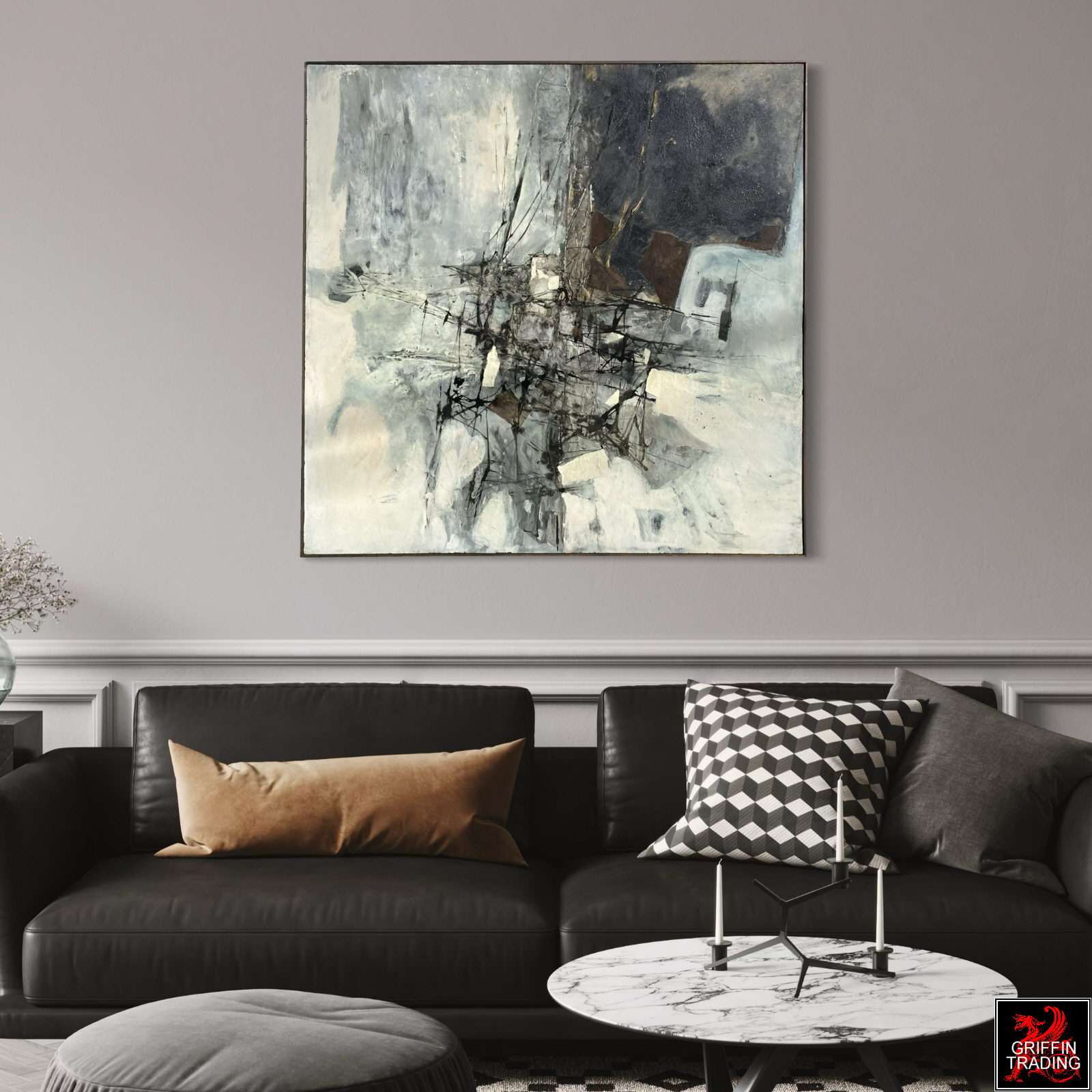 Murray Jones original mid century abstract painting dated 1962.