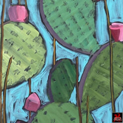 Nopalitos 1, an original Prickly Pear Cactus painting by artist Elizabeth Catlin Young.