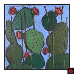 Nopalitos 2, an original cactus painting by artist Elizabeth Catlin Young.