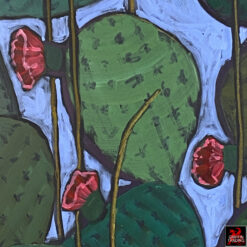 Nopalitos 2, an original cactus painting by artist Elizabeth Catlin Young.