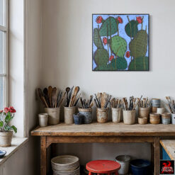 Nopalitos 2, an original cactus painting by artist Elizabeth Catlin Young.
