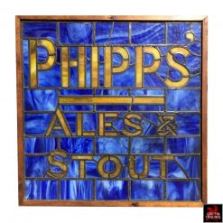 Phipps Ales and Stout Sign Stain Glass Window