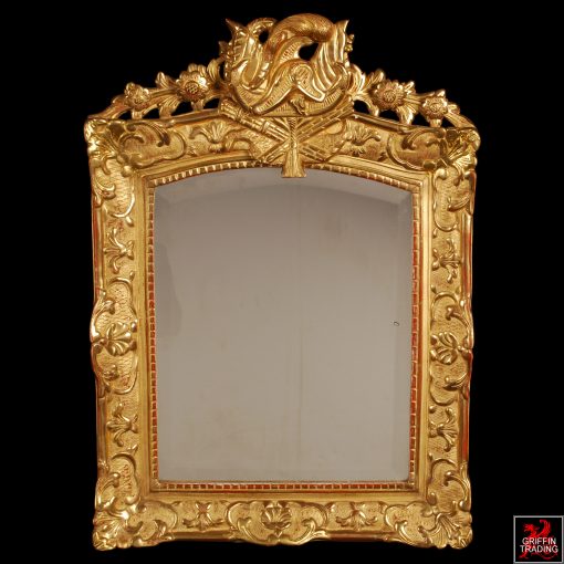 Antique French Regency Louis XIV Giltwood Mirror